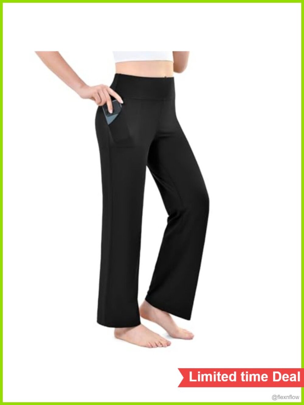 Wide Leg Yoga Pants High Rise Pull On 4-Way Stretch Pockets Womens